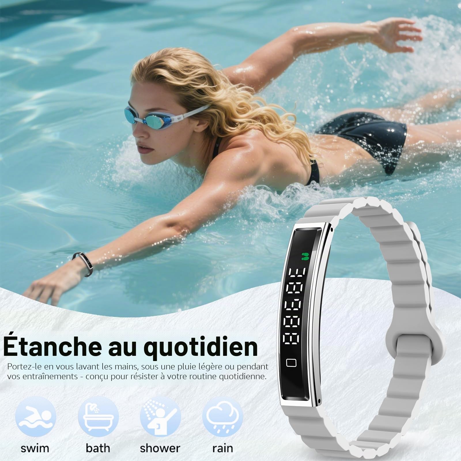 Efolen Bracelet Connecté Homme Femme Fitness Tracker, Montre Connectée avec Rappel d’Appel, Suivi Activité Sommeil Fréquence Cardiaque HRV, Santé Féminine pour Android iOS, Bracelet Décoratif Inclus