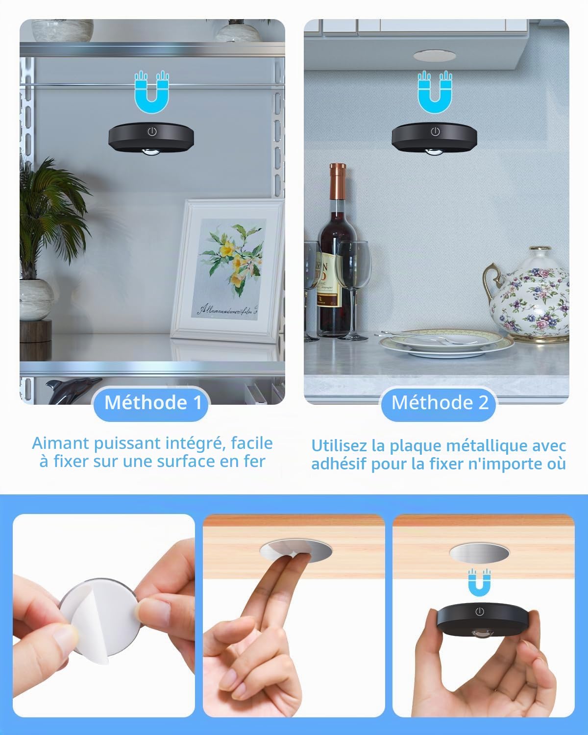 WILLED Rechargeable Spot sans Fil LED Vitrine avec Télécommande, 3 Températures de Couleur, Fonction de Synchronisation, Paquet de 6