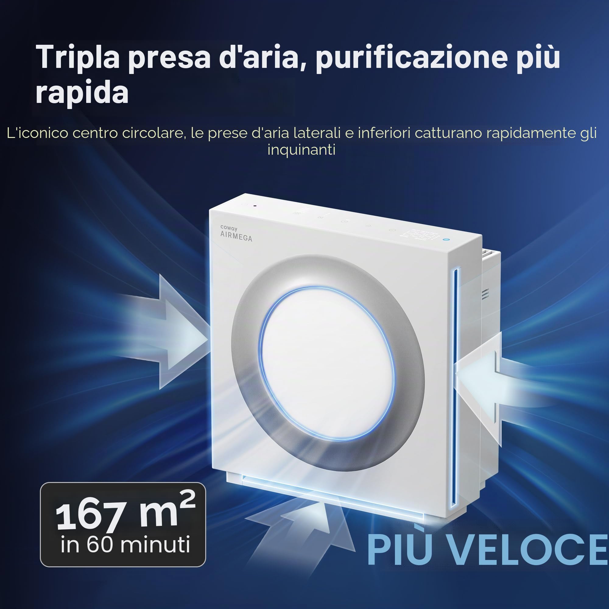 COWAY Airmega - Purificatore d'aria Mighty2, AP-1512HH, per grandi stanze e casa, pulisce fino a 1.800 m², certificato IEST HEPA e carbone attivo per allergie, fumo, polvere, animali domestici e muffe