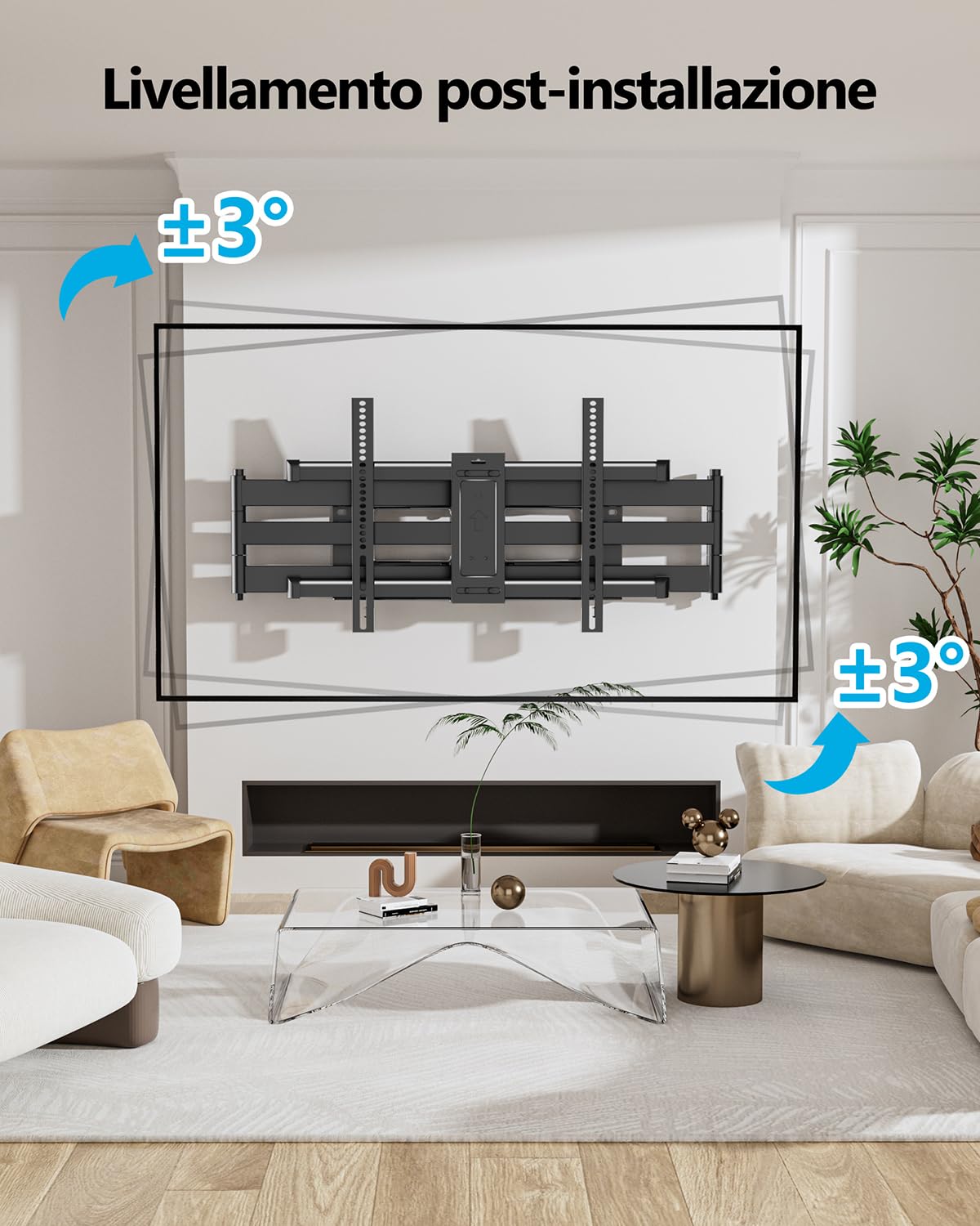 FORGING MOUNT Supporto TV Parete Braccio Extra Lungo 109cmper Schermi piatti/curvi da 50-90 Pollici fino a 75 kg, Staffa TV Girevole Inclinabile Orientabile, Max VESA 600x 400mm