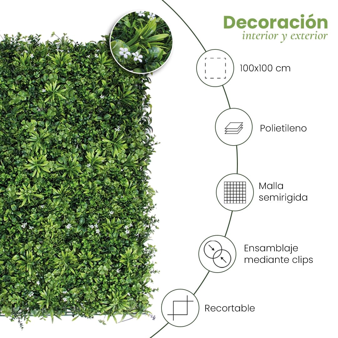 CATRAL NORTENE | Jardín Vertical Jazmin 100 X 100 CM NORTENE | Protección UV | Ideal para Exterior e Interior | Diseño Moderno