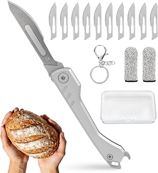 Dough Scorer Knife Folding Bread Scorer Tool with Extractable Blade Dough Scoring Tool Kit for Baking