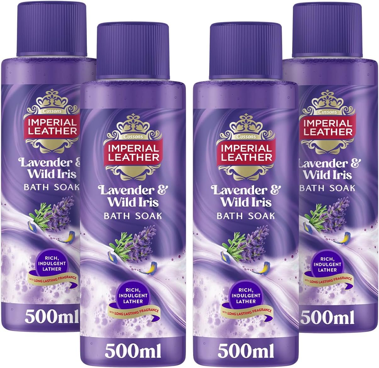 – Relaxing Bath Soak, Lavender & Wild Iris, Rich & Creamy Bubble Bath, Gentle Skin Care, Bulk Buy, Pack of 4 x 500ml