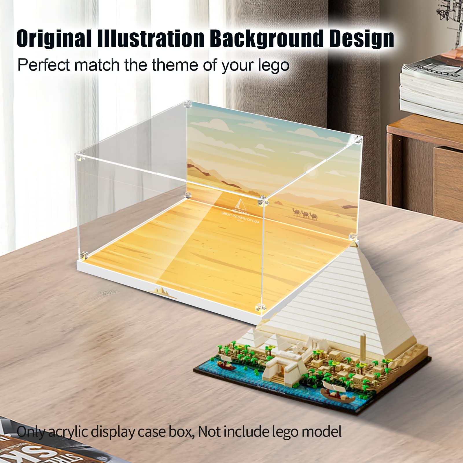 cooldac Caja de escaparate de acrílico para Lego 21058 pirámide Cheops, resistente al polvo, transparente, caja de exhibición (el modelo no incluido)