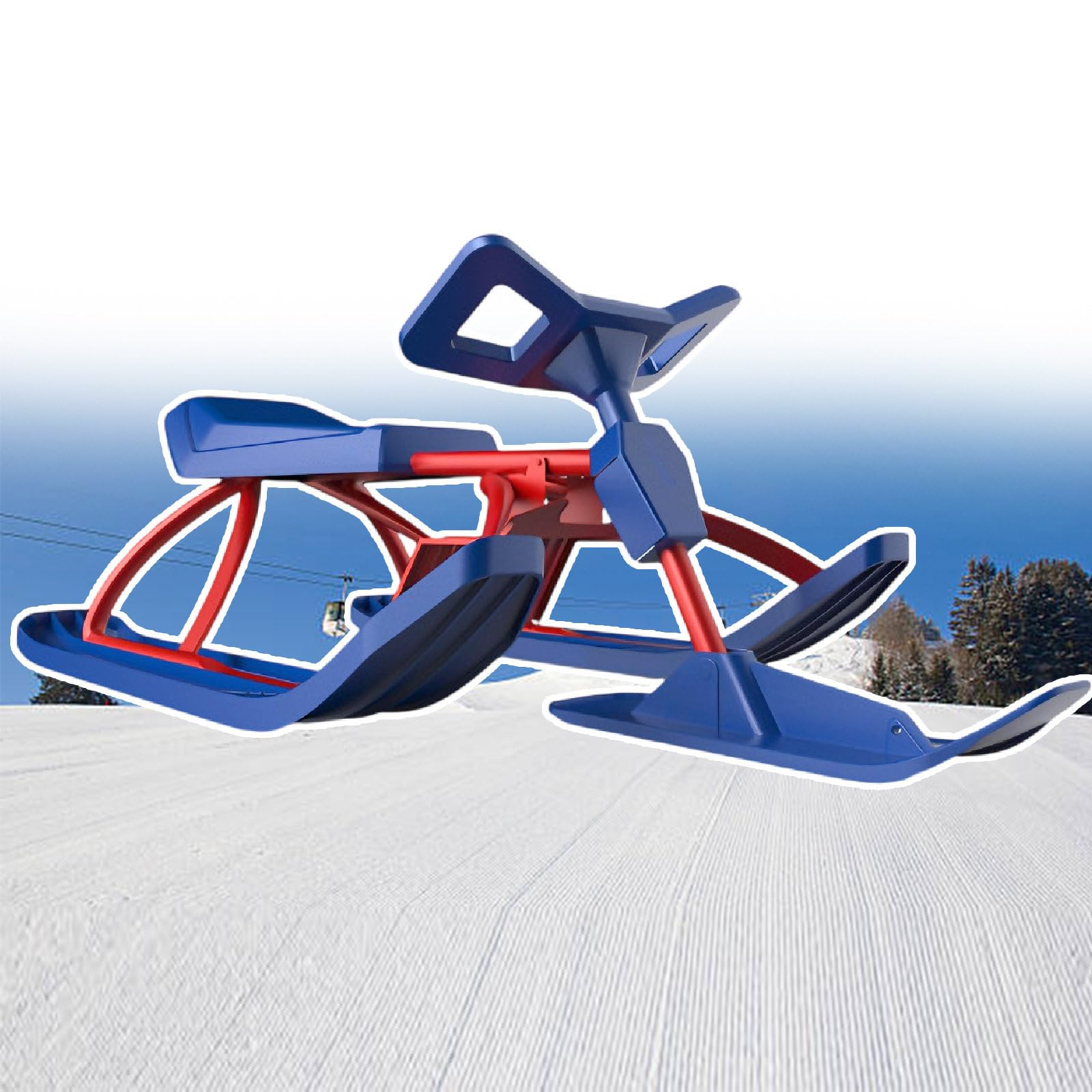 Luge De Course sur Neige avec Guidon Et Double Freins, Cadre en Acier Robuste Et Durable, Idéale pour Les Sports d'hiver Adultes A