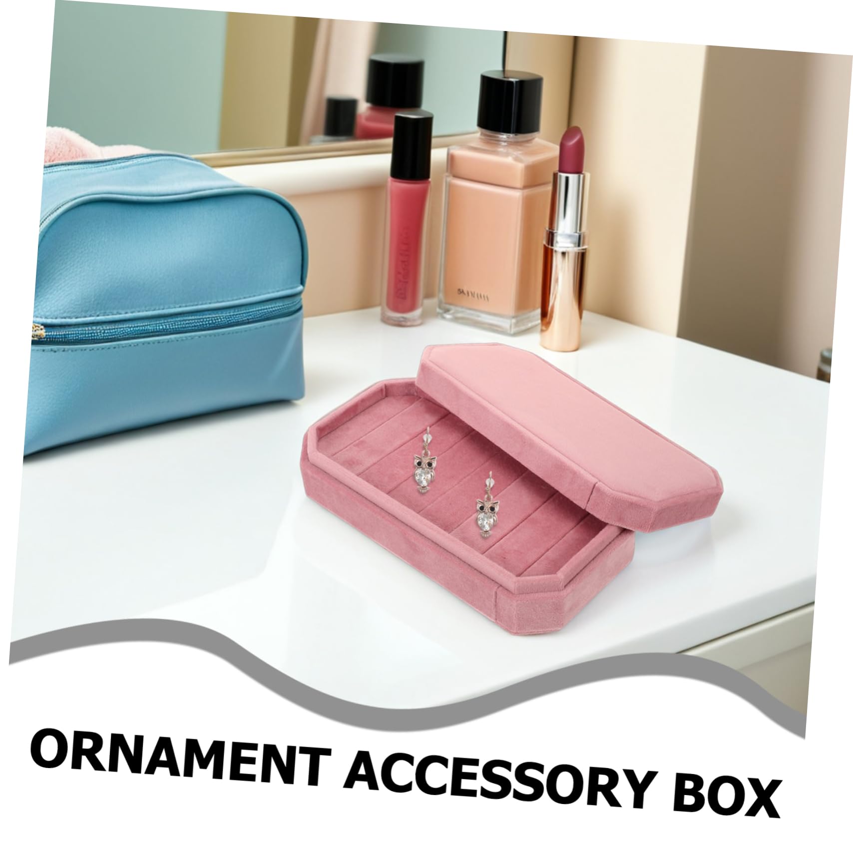 Gatuida Caja Pequeña para Joyas Rosa Organizador Octogonal de Terciopelo con Tapa Estuche Portátil para Almacenamiento y Protección de Anillos y Pendientes