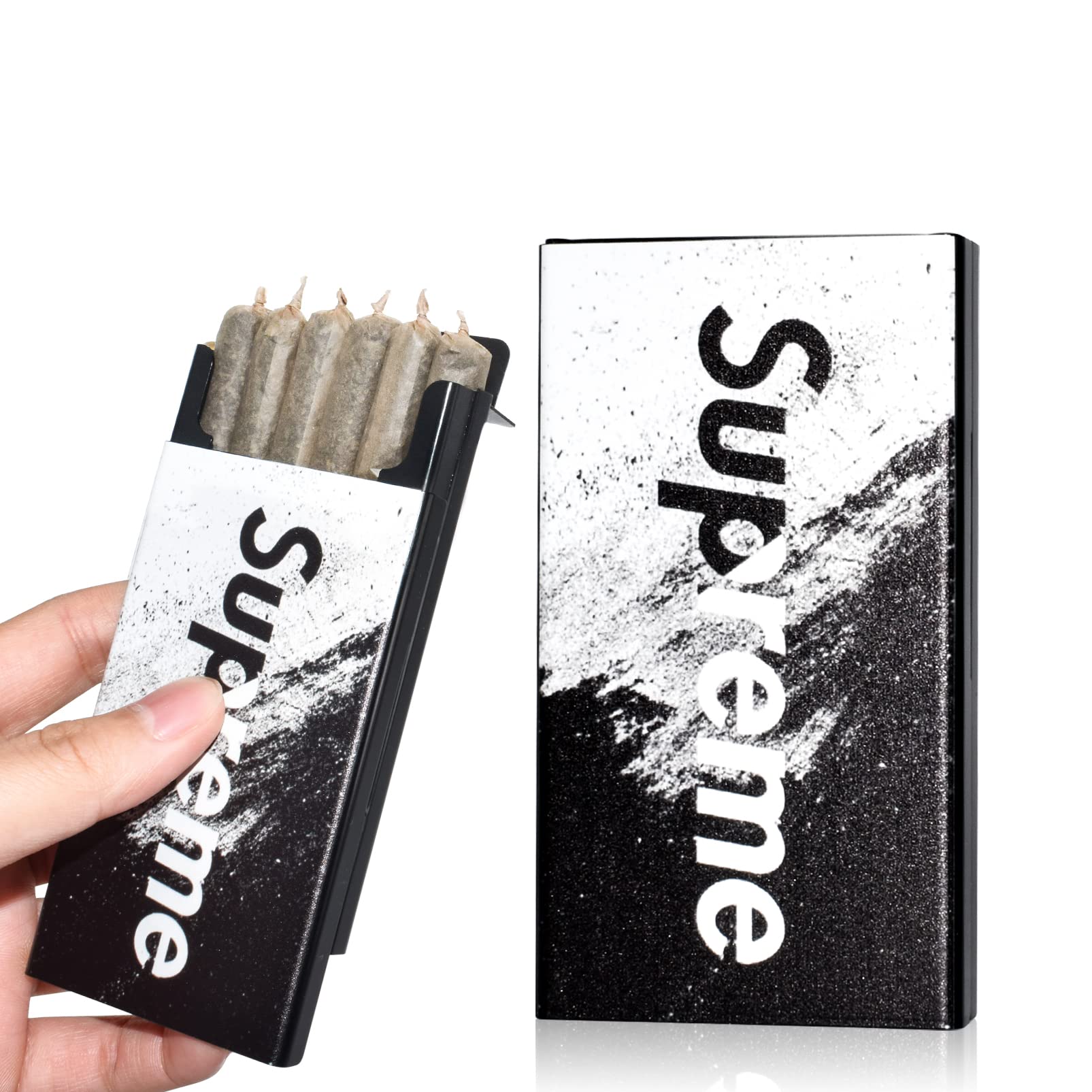 supreme cigarette case Lightweight & Portable Aluminium Cigarette Case for 5-Pack Pre-roll Cone |  Innovative Modern Metal Box for Both Cigarette and Cones : Buy Online at  Best Price in KSA