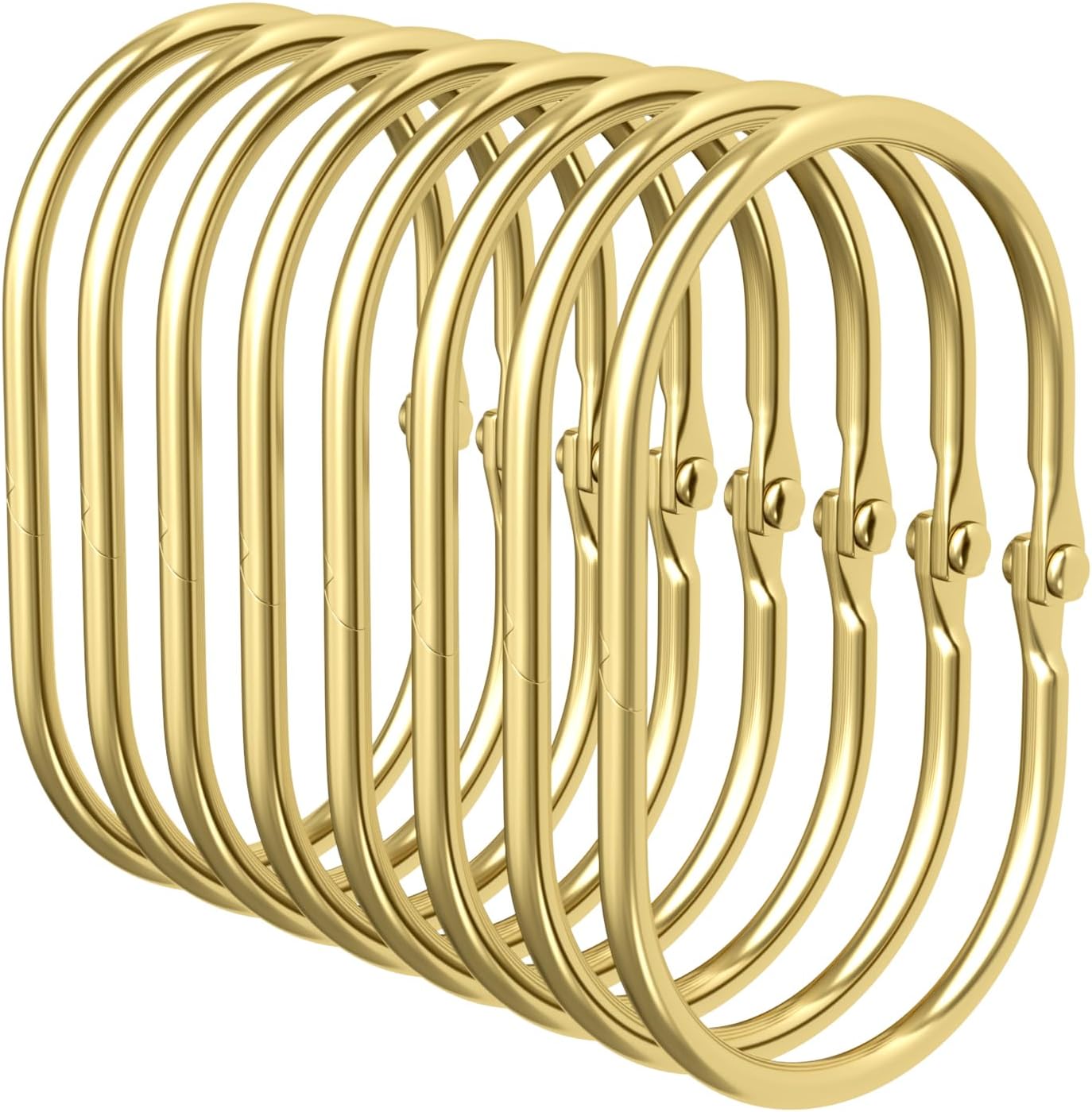 24 Pack Shower Curtain Hooks, Oval Snap Shower Rings for