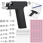 Professional Ear Piercing Gun Kit, Reusable Piercing Gun with Stainless Steel Piercing Earrings Studs, Crystal Earrings for At Home Salon Earlobe Cartilage Helix Tragus Piercing Tool Kit