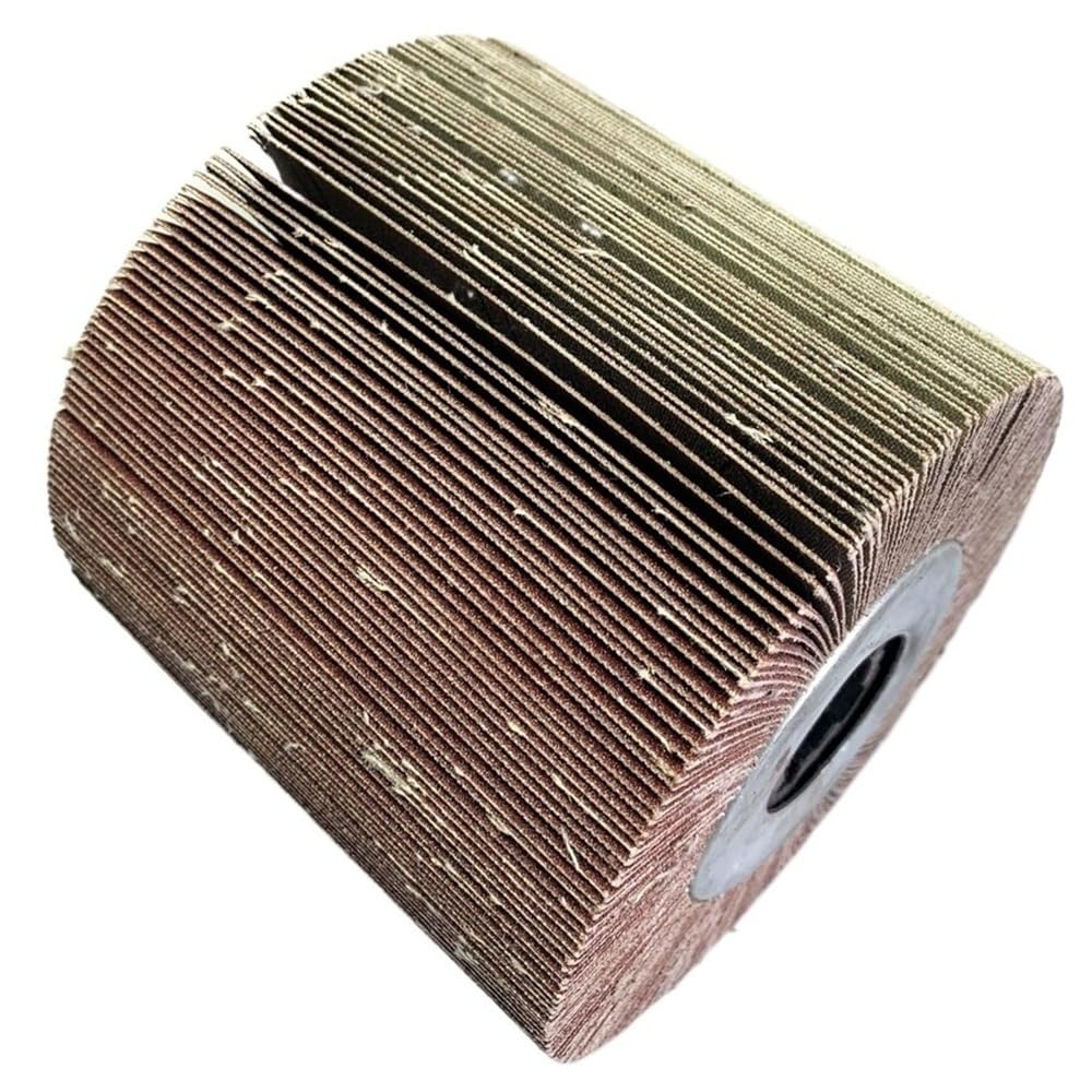 Rueda de bruñido con trefilado Rueda de lija 120 x 100 19 mm, rueda aletas abrasivas grano 60/80/120/180/240/320 for pulidora(60)