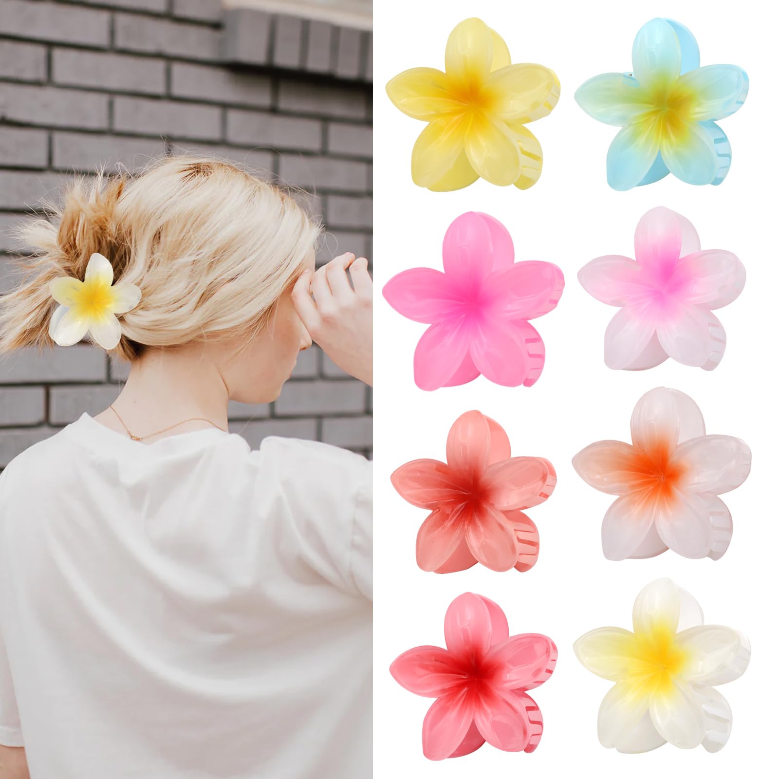 Women's Flower Hair Clips, 8 Flower Hair Clips, Women's Hair Clips, Flower Hair Clips, Suitable for Women Girls Daily Party Wedding Beach Travel, Non-Slip