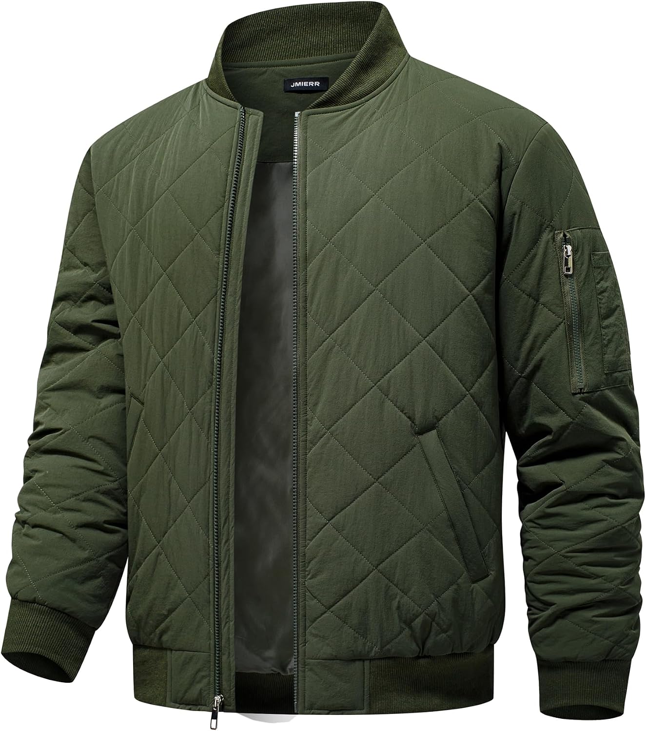 JMIERR Mens Quilted Bomber Jackets Stand Collar Coats