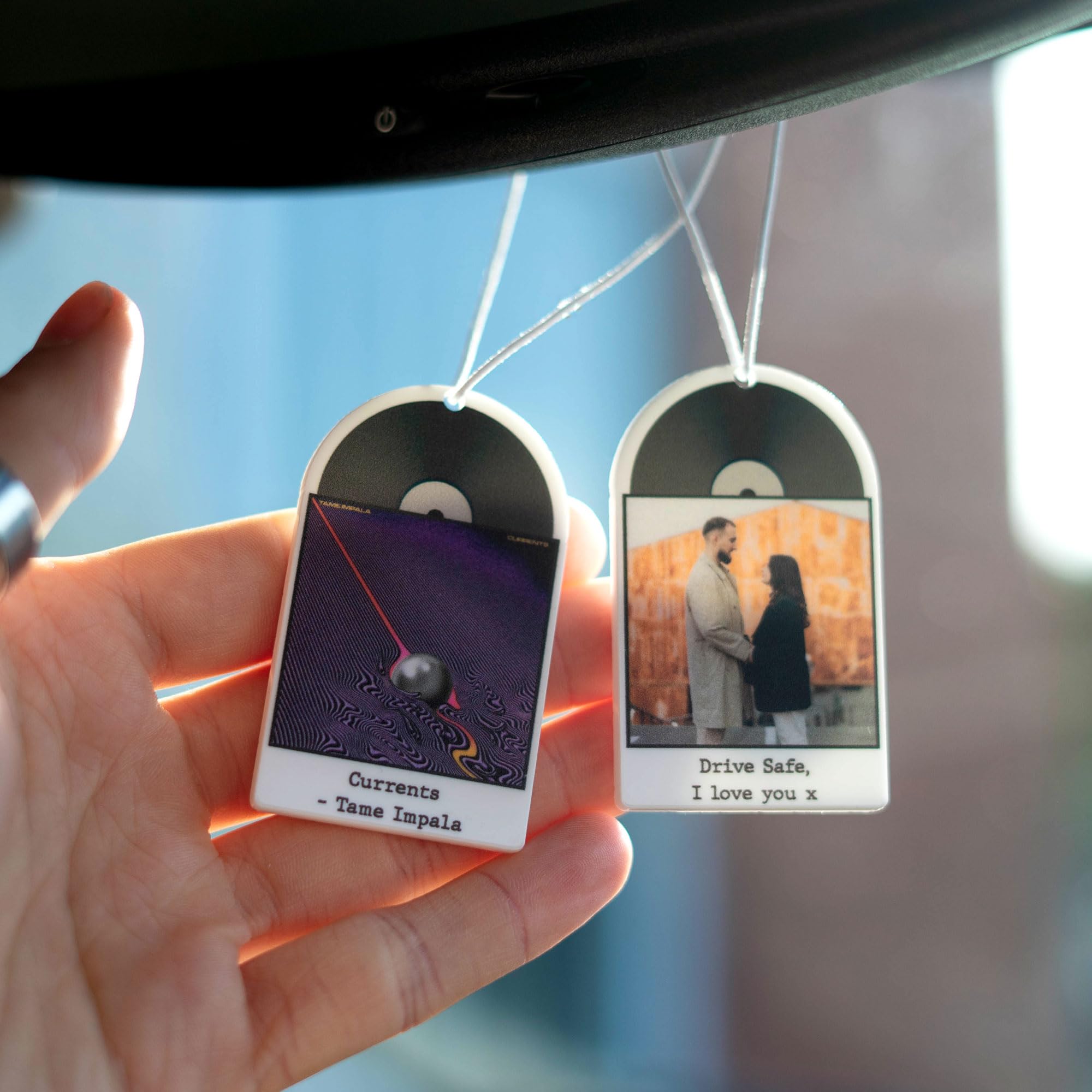 So Bespoke I'll Provide Link Personalised Hanging Car Ornament Polaroid Vinyl Song Photo Polaroid Any Image Driving Test Pass Gift Nfc Song Player Couples Playlist Gift Idea (I'll Provide Link)