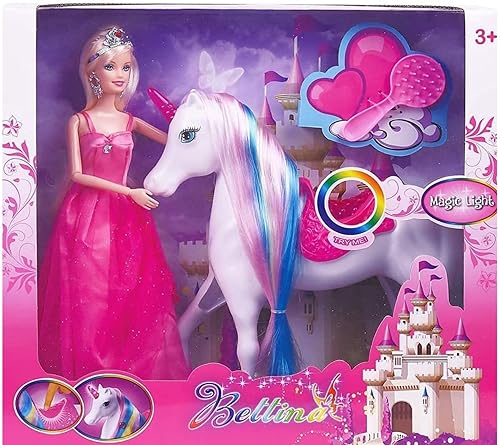 Miniatura 10 de Yellow River Unicon de luz LED mágica y muñeca de princesa de 11.5 pulgadas, regalos de unicornio para Navidad, cumpleaños para niñas de 3 años en