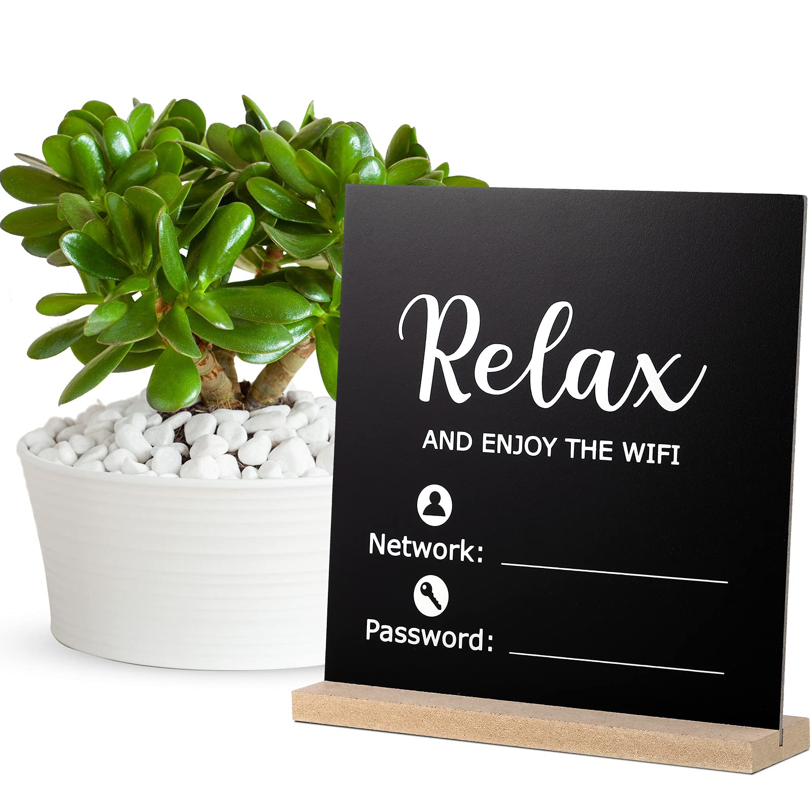 Wi-Fi Password Sign for Guest Home Wooden Table Wi-Fi Board Freestanding Sign Guest Bedroom Essentials Chalkboard Table Centerpiece Decor for Home