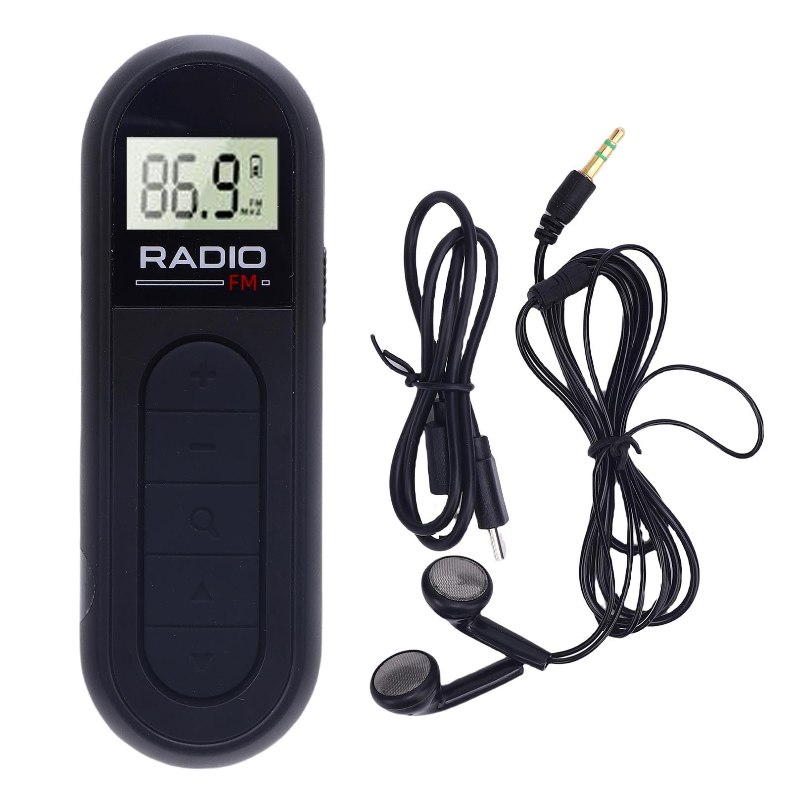Dpofirs Portable FM Radio with LCD Display | Compact &amp; Lightweight, DSP Chip for Clear Reception, 3.5mm Headphone Jack, 30 Station Memory, Easy to Use for Seniors (Black)