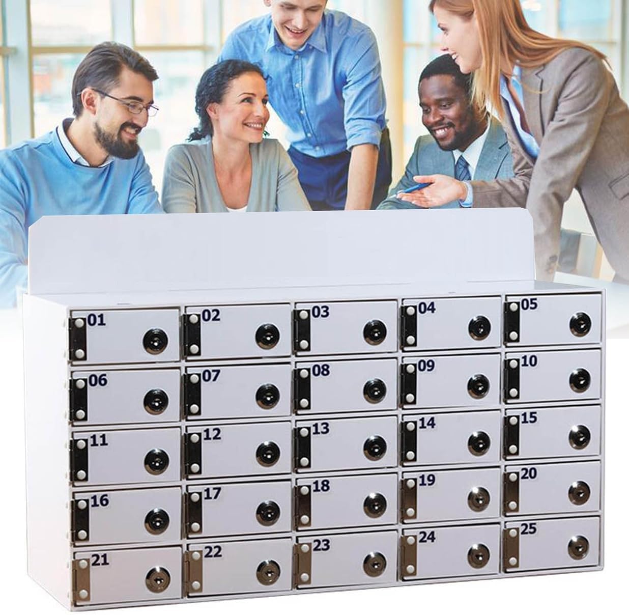 Wall-Mounted Cell Phone Locker Box, Acrylic Storage Cabinet with Lock & Keys, 60-Grid Mobile Phone Organizer for School & Office - Secure Phone Storage Solution