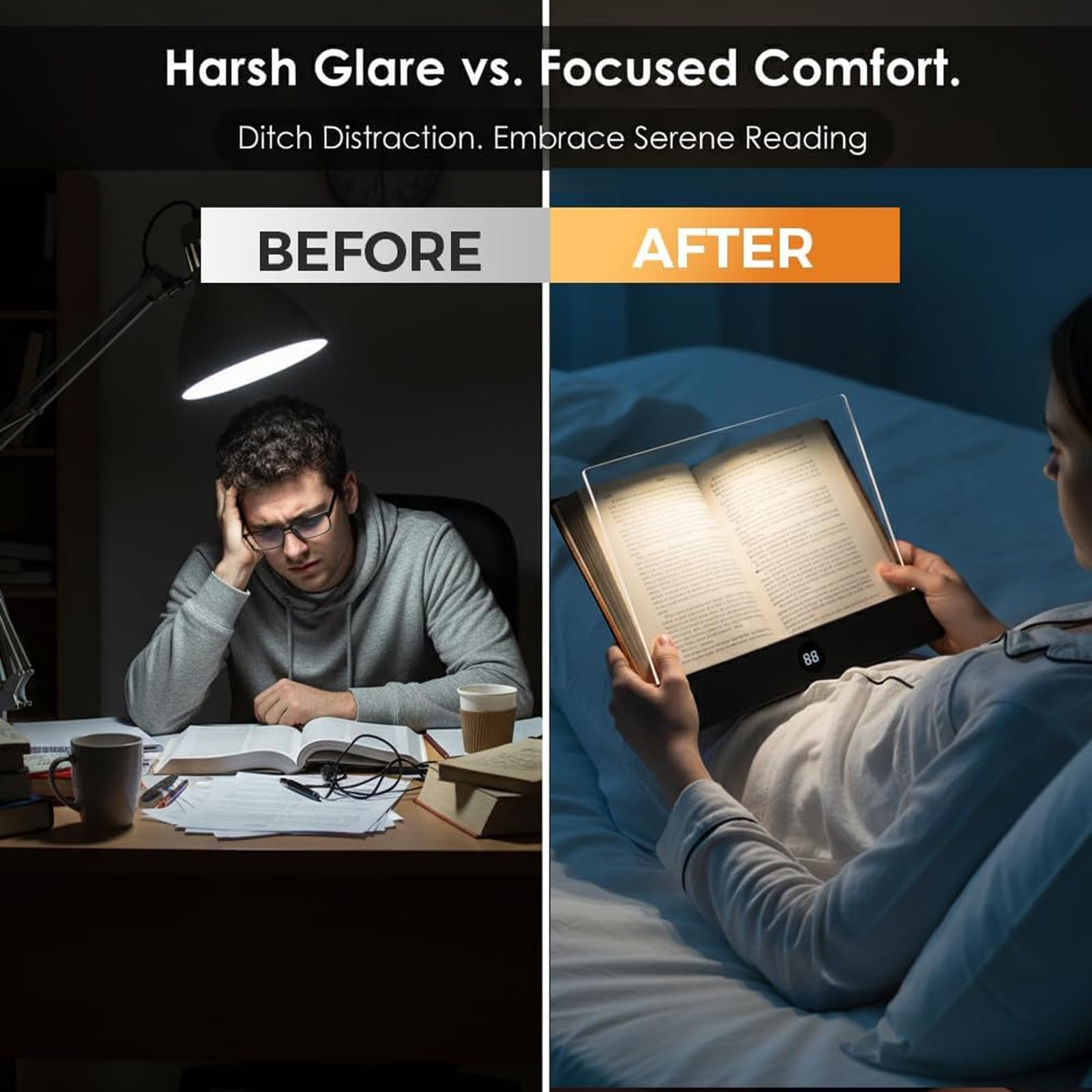 Luz Para Leer Libros En La Cama,Reading Light,Luces planas Inteligentes para leer Por la Noche,Genérico Smart LED Book Light,Luces Planas para Libros,para lectores,Hogar,Viajes,Oficina,Escuela