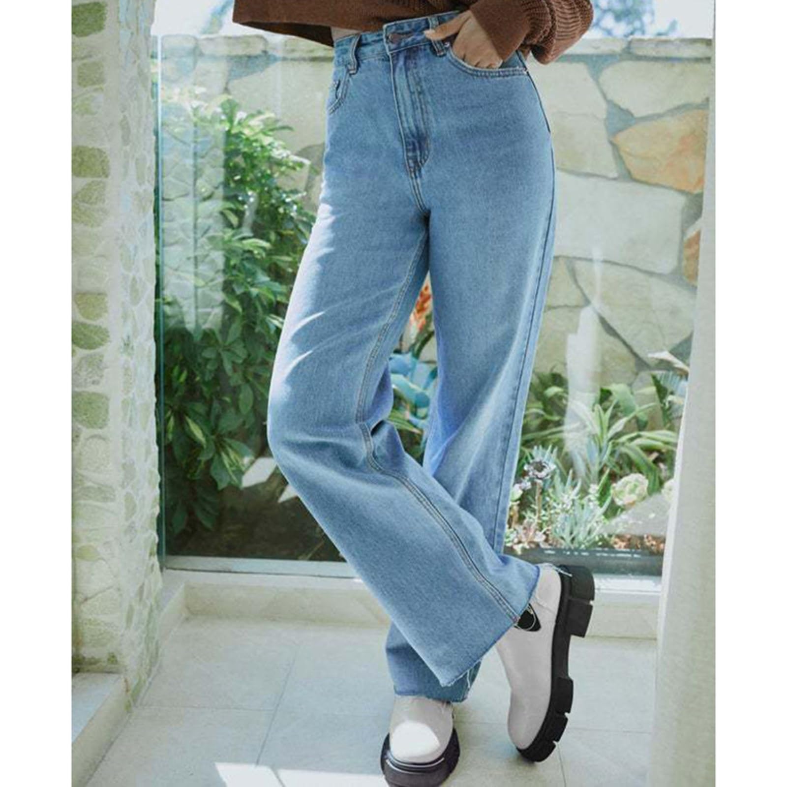 Jeansy Damskie z Prostymi Nogawkami z Wysokim Stanem Elastyczne Luźne Jeansowe Swobodne Szerokie Jeansy dla Kobiet Czarne Jeansy Damskie Luźne Jeansy Damskie Jeansy Typu Mom