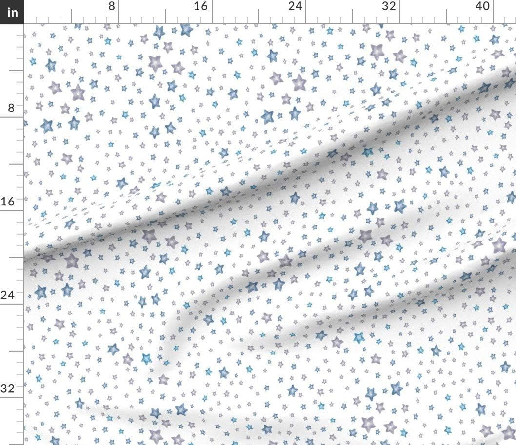Spoonflower Fabric - Elephant Mix Match Stars Watercolor Boy Blue Grey Printed on Petal Signature Cotton Fabric by The Yard - Sewing Quilting Apparel Crafts Decor