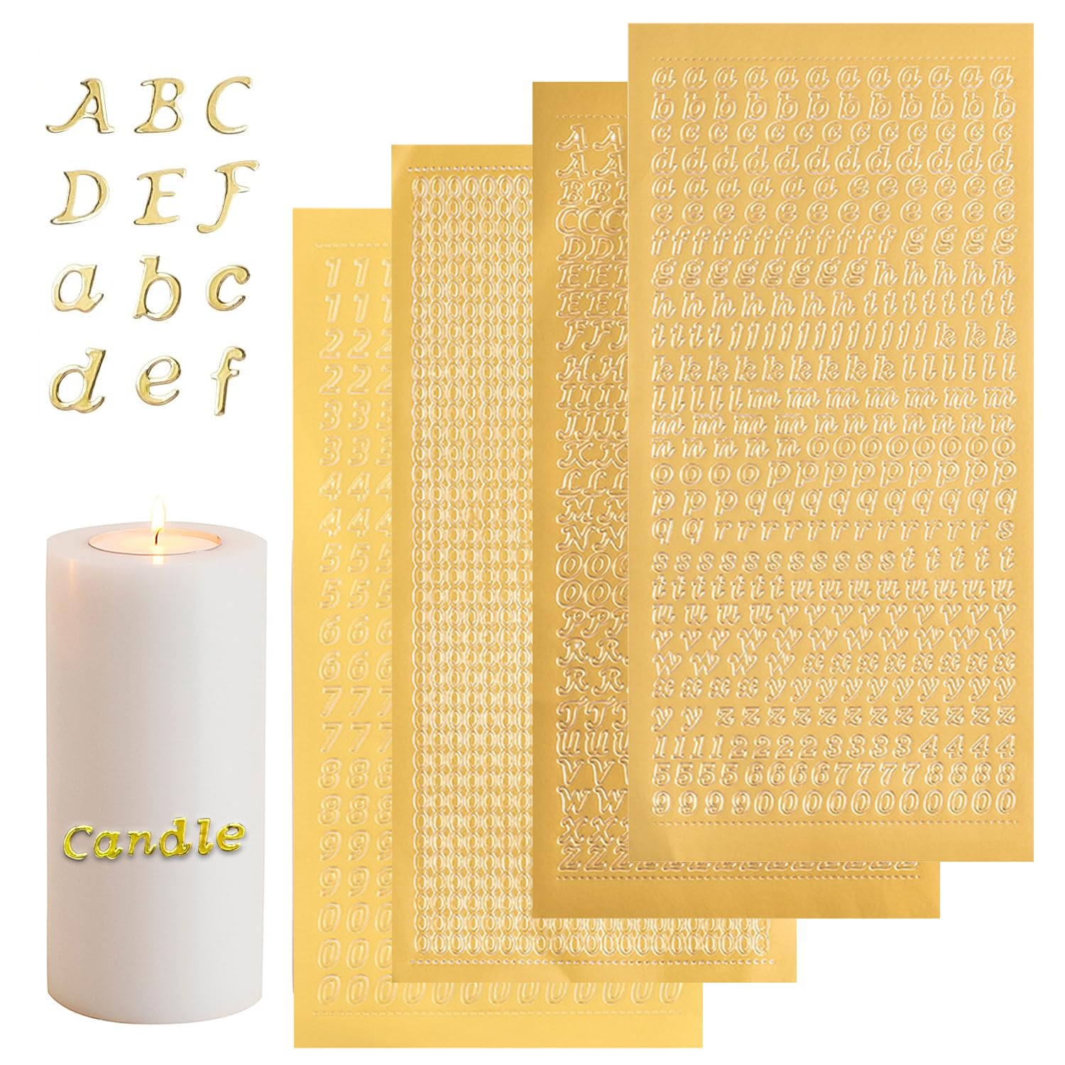 1040 Adesivi Con Lettere Dorate Autoadesive – 10 Fogli, Per Scrapbooking, Quaderni, Bottiglie E Progetti Fai-da-te