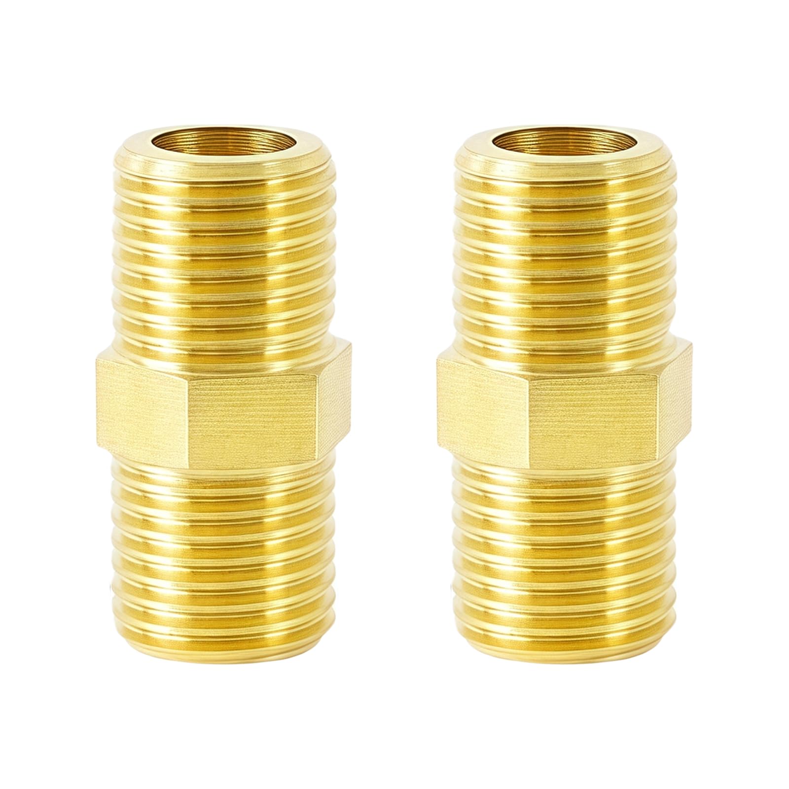 Strong Brass Threaded Coupling Erosion Resistant & Without Water Connectors Set for High Pressure Plumbing Systems Brass Male Threaded Straight Connector