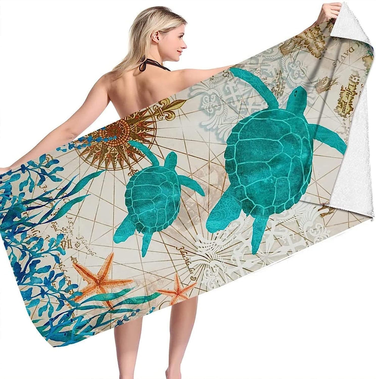 Strandtuch Tierische Meeresschildkröte 3D Badetuch Mikrofaser Campingtuch Schnelltrocknendes Handtuch Sandfrei Ultraweiches Reisehandtuch Tragbar Badetuch Für Reisen Strand Schwimmen Wandern Xxl -4U3W
