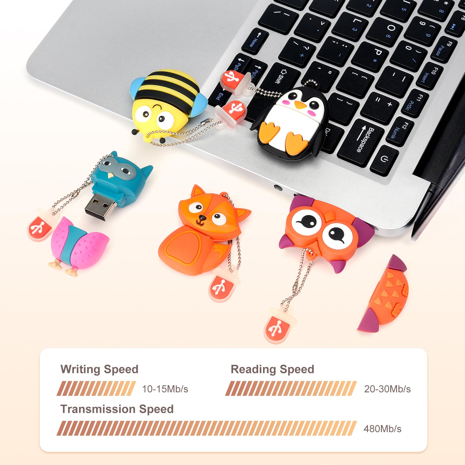 Chiavetta USB da 16 GB Confezione da 5 Pezzi, BorlterClamp Pen Drive Scheda di Memoria con Grafica Animale Carino, Regalo per Studenti e Bambini