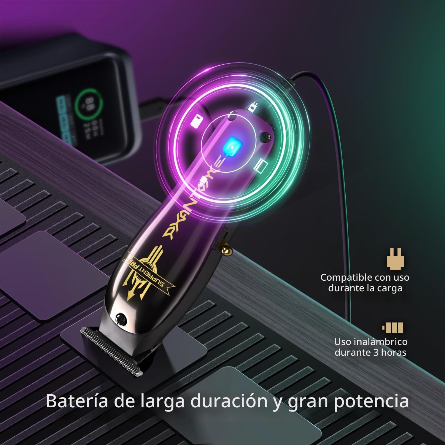 SUPRENT Pro - Cortacésped para hombre profesional – Recargable para el pelo – Cortacésped de hoja en T – Cero brecha corte preciso recortador inalámbrico – DIY personalizable