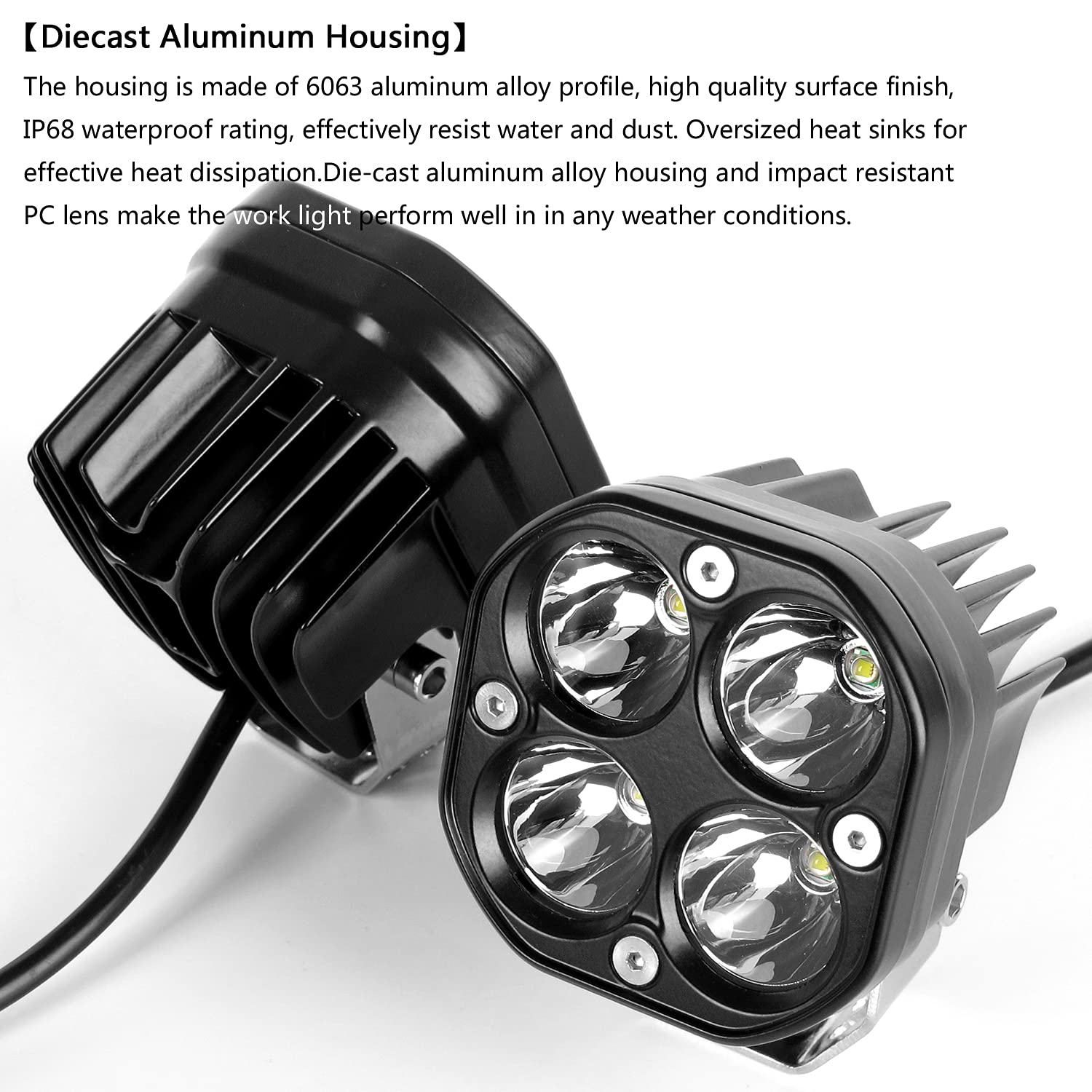 SUFEMOTEC LED Fog Work Light 3 Inch 12V 24V Yellow Car Headlight