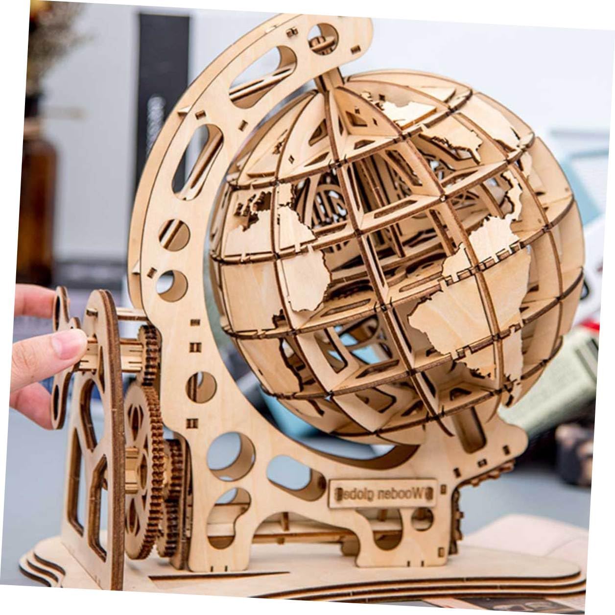 Ornement Bois DIY Forme de Globe Créatif Décoration de Bureau Unique et Accessoire de Bricolage pour Activités Manuelles et Décor Maison