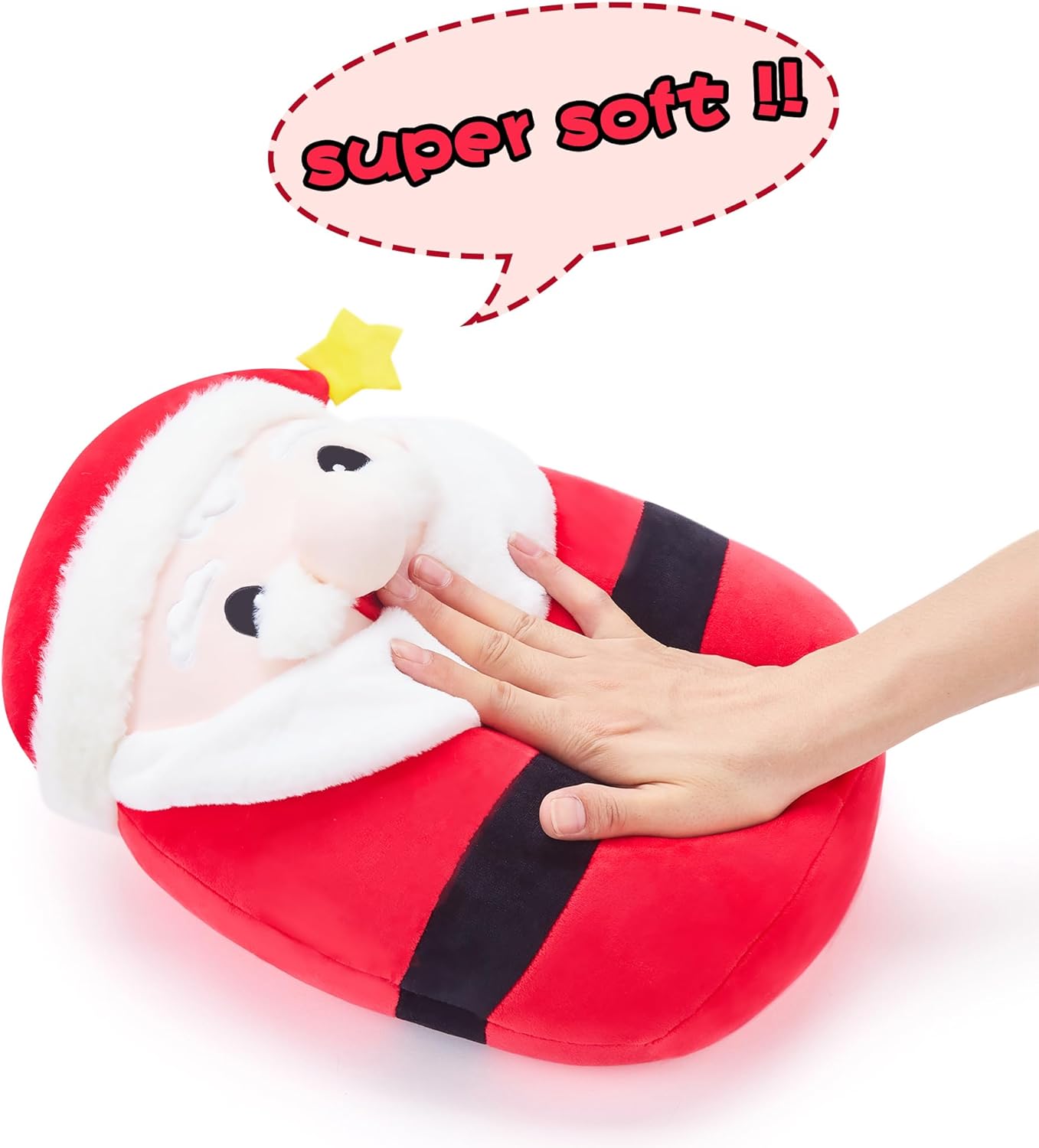 Large Christmas Santa Plush Pillow Stuffed Plush Toy,12" Big Size Cute Soft Toys Fat Kawaii Hugging Cuddle Plushie,Xmas Gift for Kids