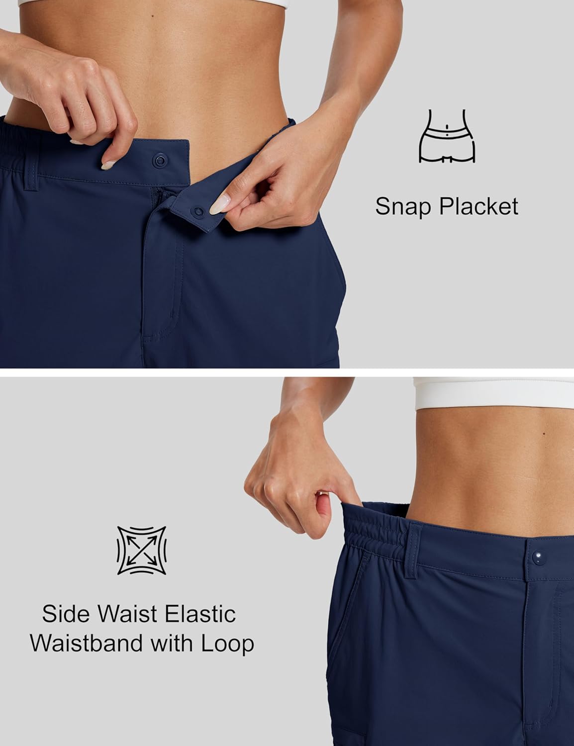 MAGCOMSEN Womens 7" Hiking Cargo Shorts Quick Dry Lightweight Golf Shorts with Pockets for Summer Casual Travel Outdoor