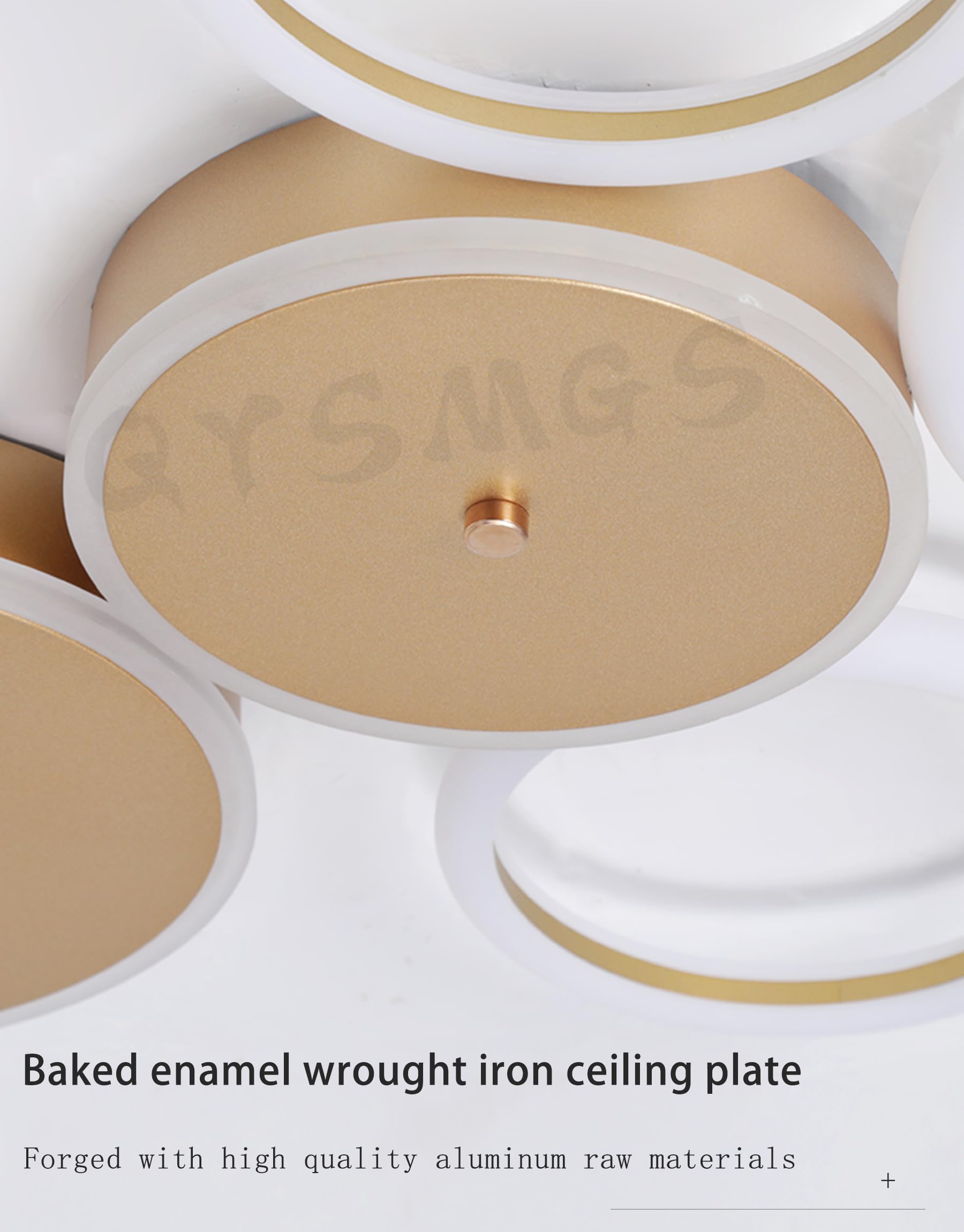 Moderne LED-Deckenleuchte, Dimmbare mit Fernbedienung Deckenlampe, Rundes Ring Design aus Acryl Bündige Montage Deckenbeleuchtung, für Wohnzimmer Schlafzimmer Esszimmer Küche (Gold,5Ringe)
