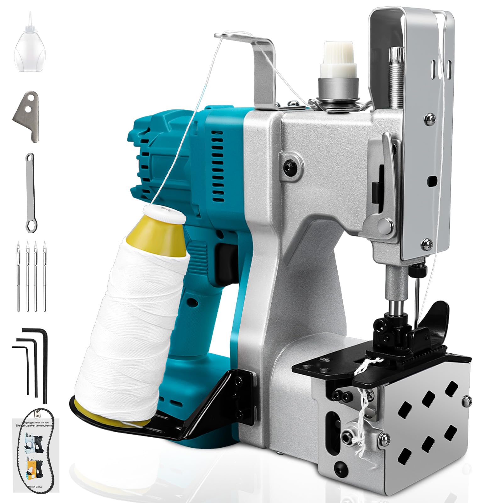 Makita 18 V batería, máquina de coser de bolsillo máquina de coser eléctrica para telas, papel, arena, yute y grano
