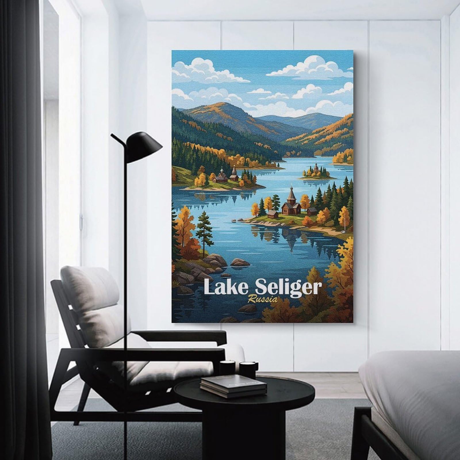 Junmoney Lake Seliger, Russia Landscape Art Hanging Wall Art, 24x36inch(60x90cm), for Gallery Wall Decor And Room Displays, Home Wall Art for Statement Displays