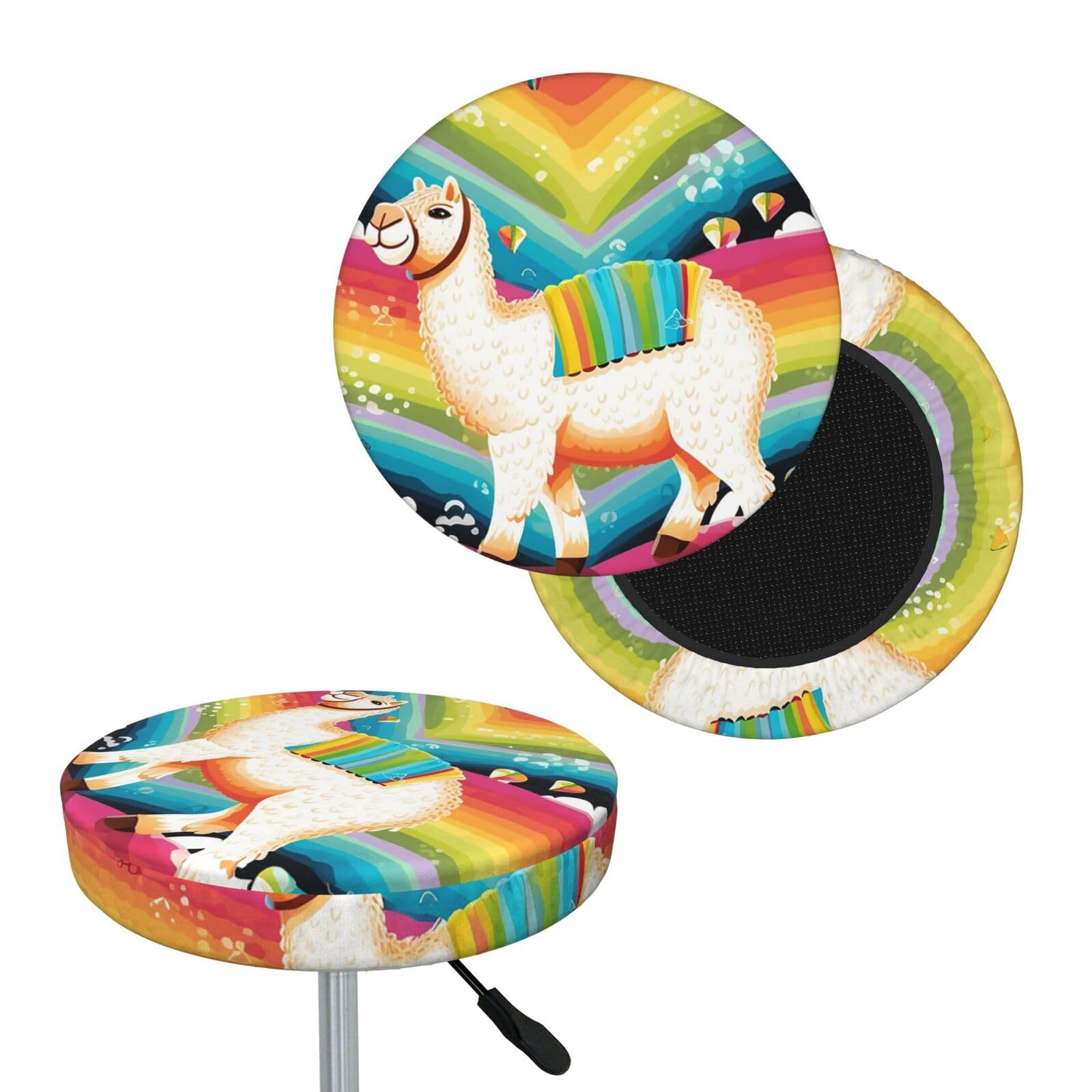 NONHAI Camel and Rainbow Bar Stool Cover Round Elastic Stool Cushion Covers Dustproof Bar Chair Cover Washable Stool Cushion Slipcover Stretch Stool Seat Covers for 12-14 Inch Chair