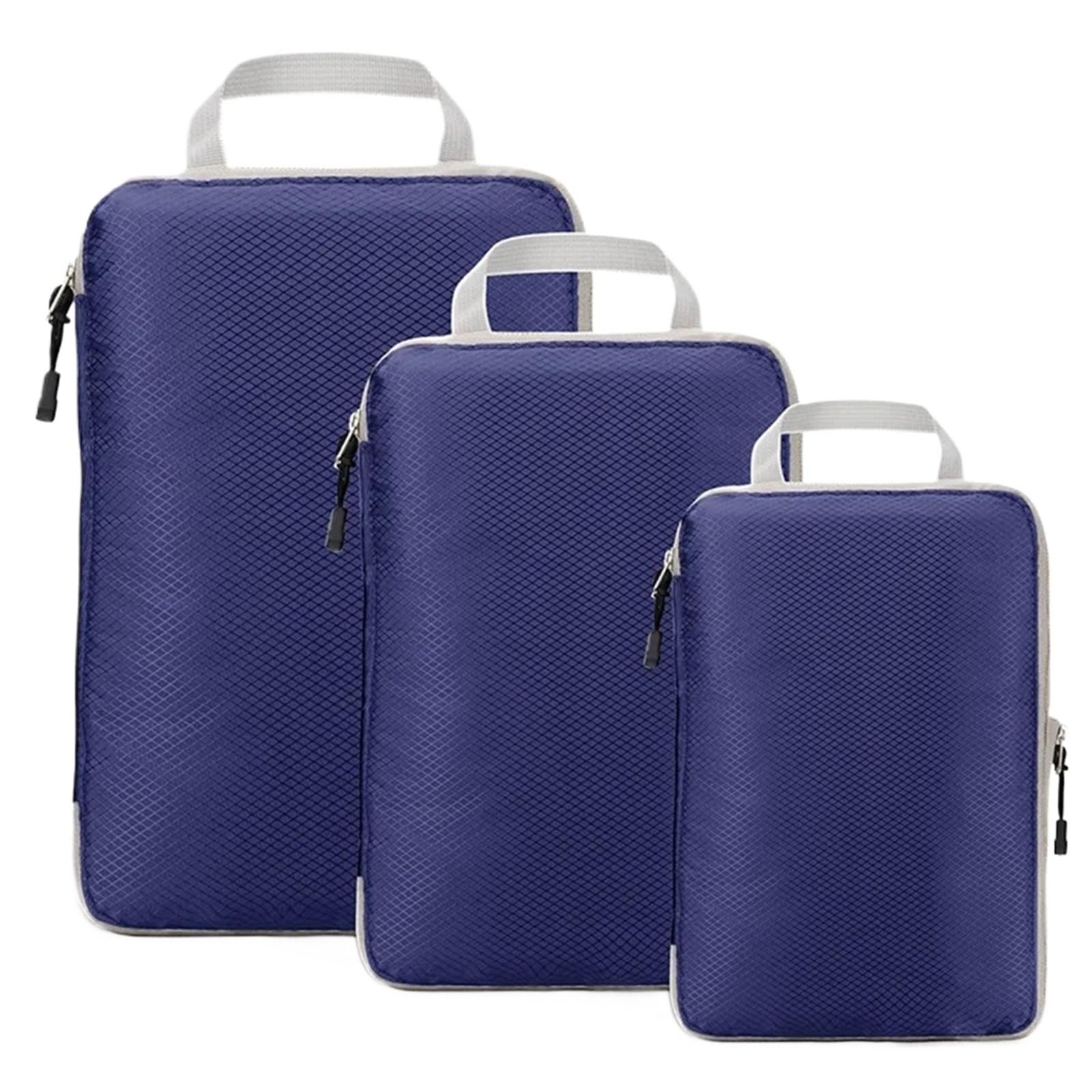 Travel Compressible Packing Cubes Foldable Waterproof Storage Bag Suitcase Nylon Portable With Handbag Luggage Organizer for Suitcases(Deep blue)