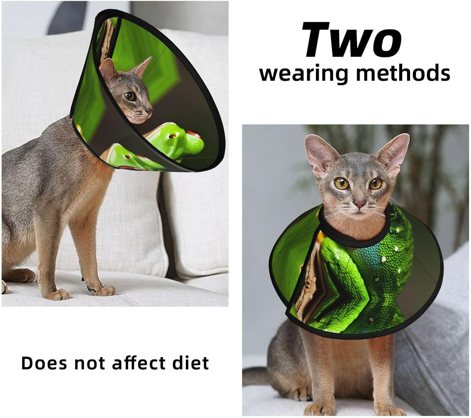 Tree Frog Baby Print Cat Cone Collar, Adjustable Elizabethan Collar, Soft Dog Recovery Collars, for Small Large Cats