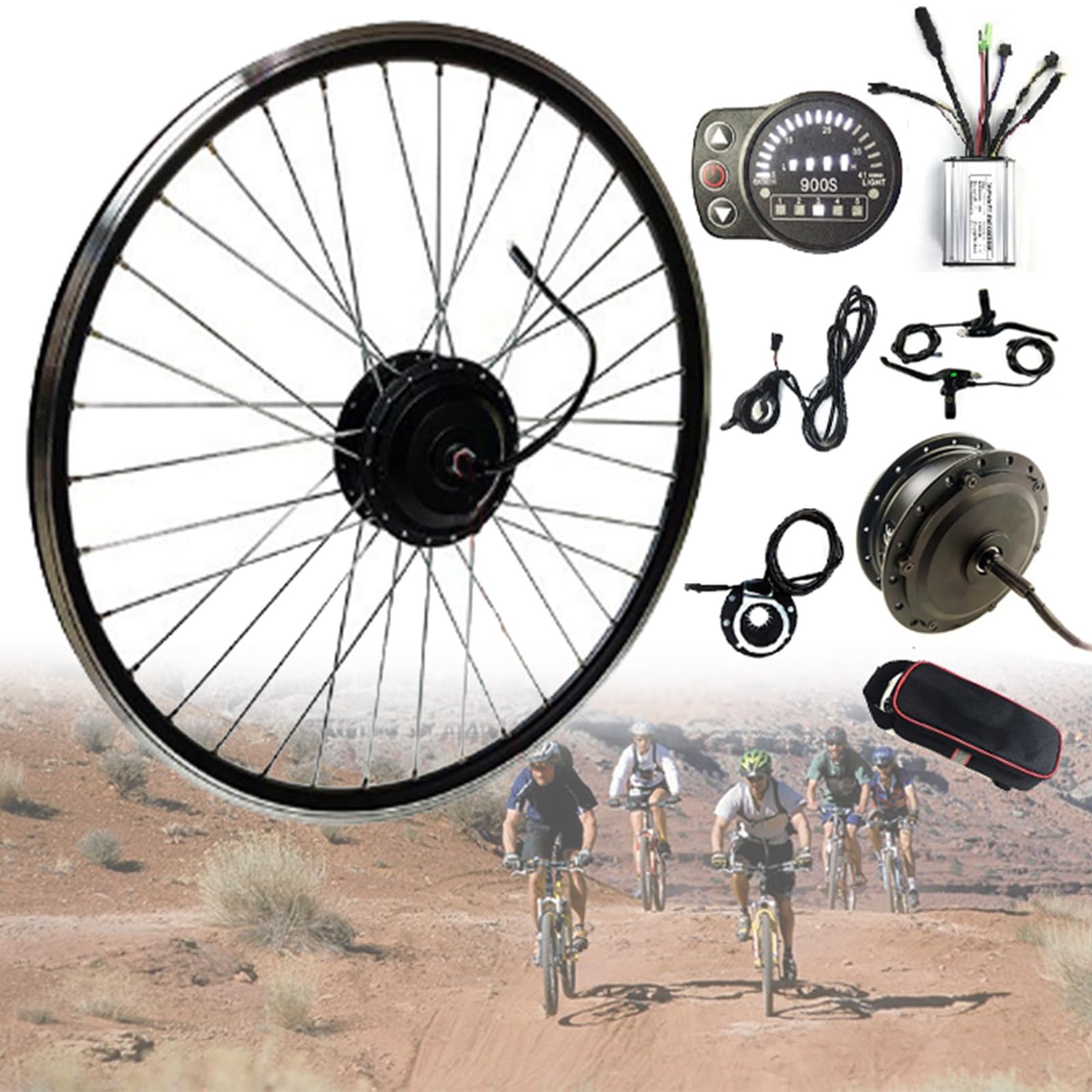 Kit de Conversion Vélo Électrique Salimotor 48V 52V 60V 72V avec Batterie et Moteur 1500W 2000W 3000W 5000W 20Ah 25Ah 30Ah 35Ah