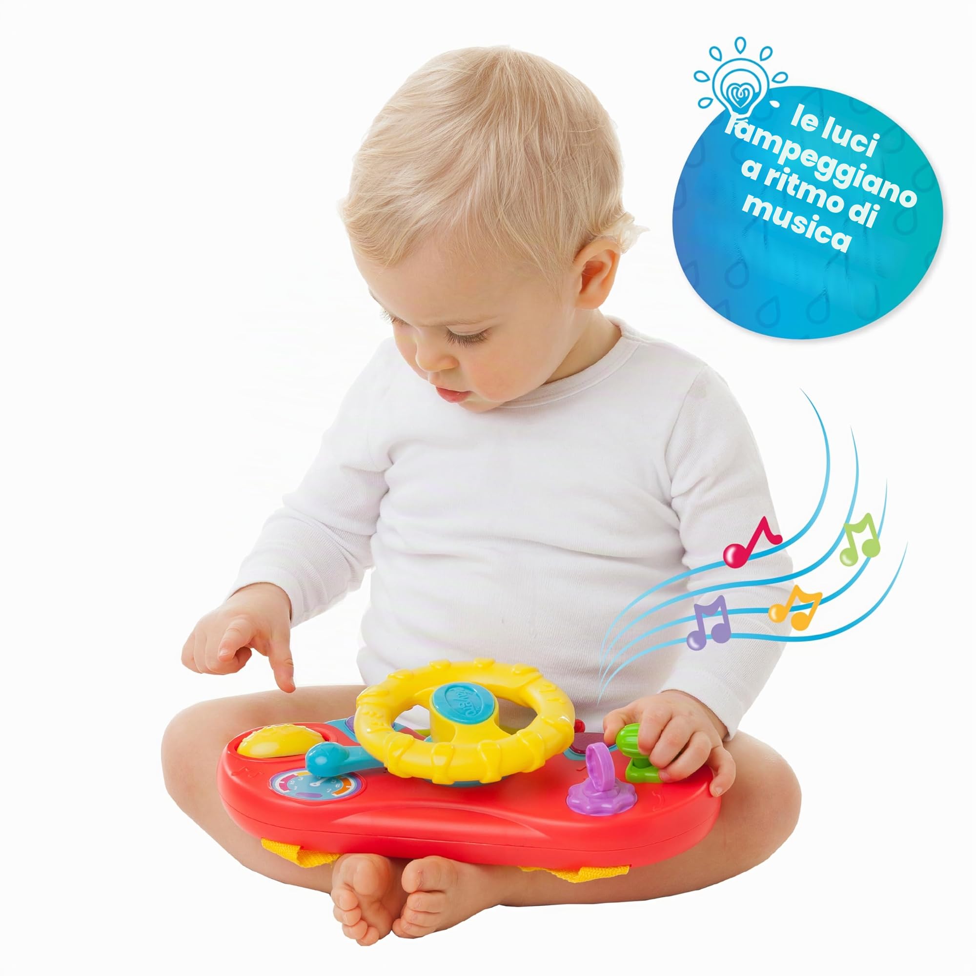 Playgro Auto In Peluche, in poliestere, Con Volante, Musica Ed Effetti Luminosi, Multicolore, 62 X 53 Cm, 40191