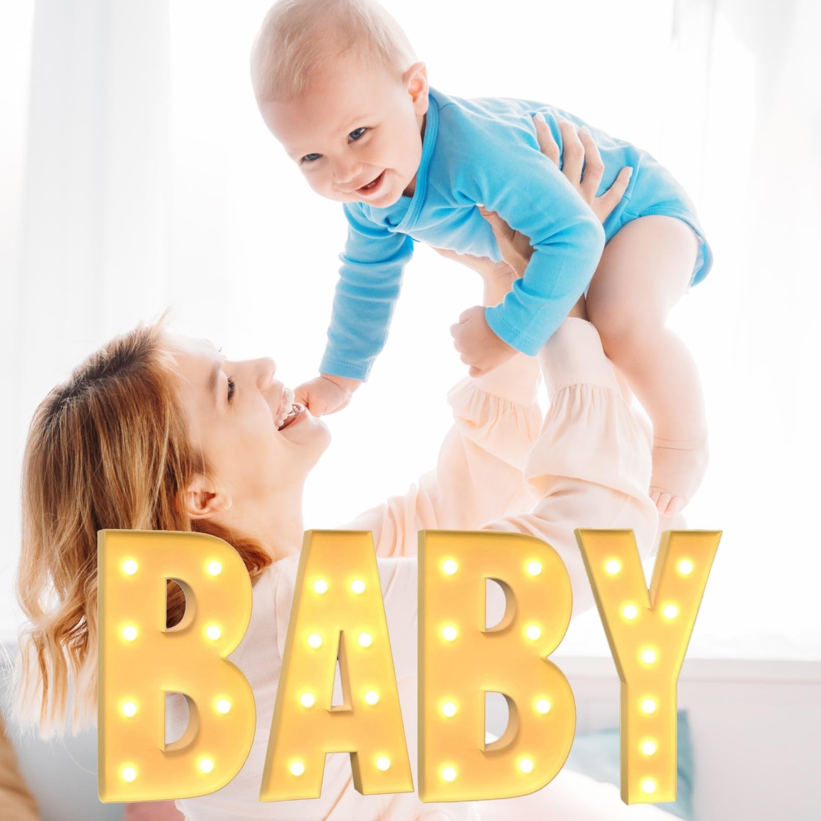 Znak świetlny z literą LED, duży znak miłości/dziecka, podświetlane litery, dekoracyjny podświetlany list LED na rocznicę ślub baby shower przyjęcie