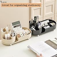 Vista 7 de Rotating Makeup Organizer for Vanity with Brush Holder, Cosmetic Makeup Storage Organizer, Large Spinning Makeup Skincare Organizer, Countertop Black