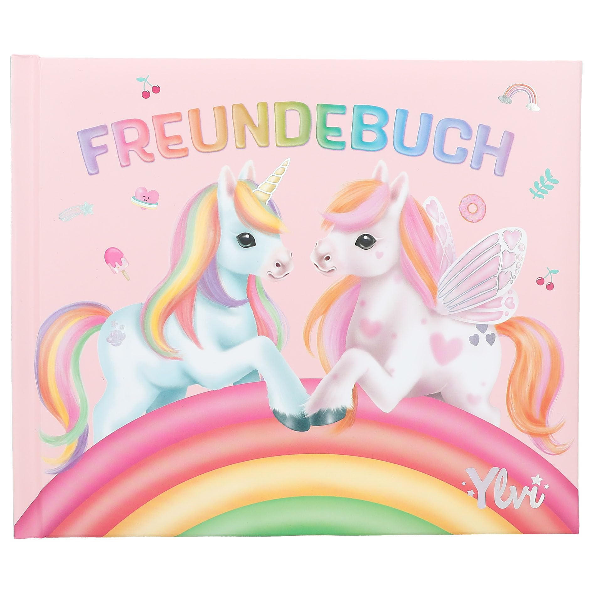 Depesche 13202 Ylvi Pink Unicorn Rainbow Friendship Book with 108 Pages to Write and Decorate, Multi-Colour
