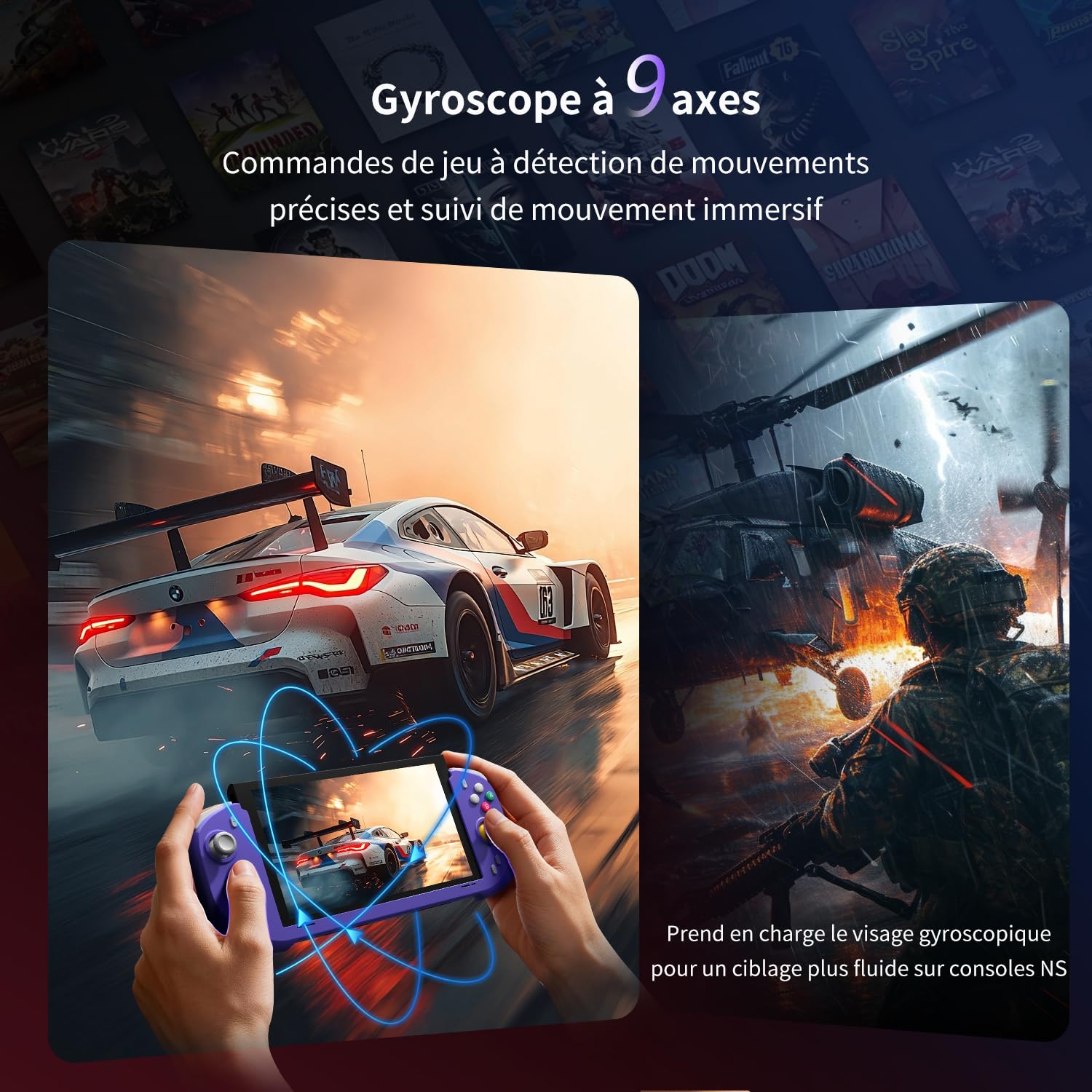 abxylute N6 Manette Switch 2 avec bouton C natif, boutons arrière et remappage des touches ABXY, joystick à effet Hall gyroscopique 9 axes (Noir)