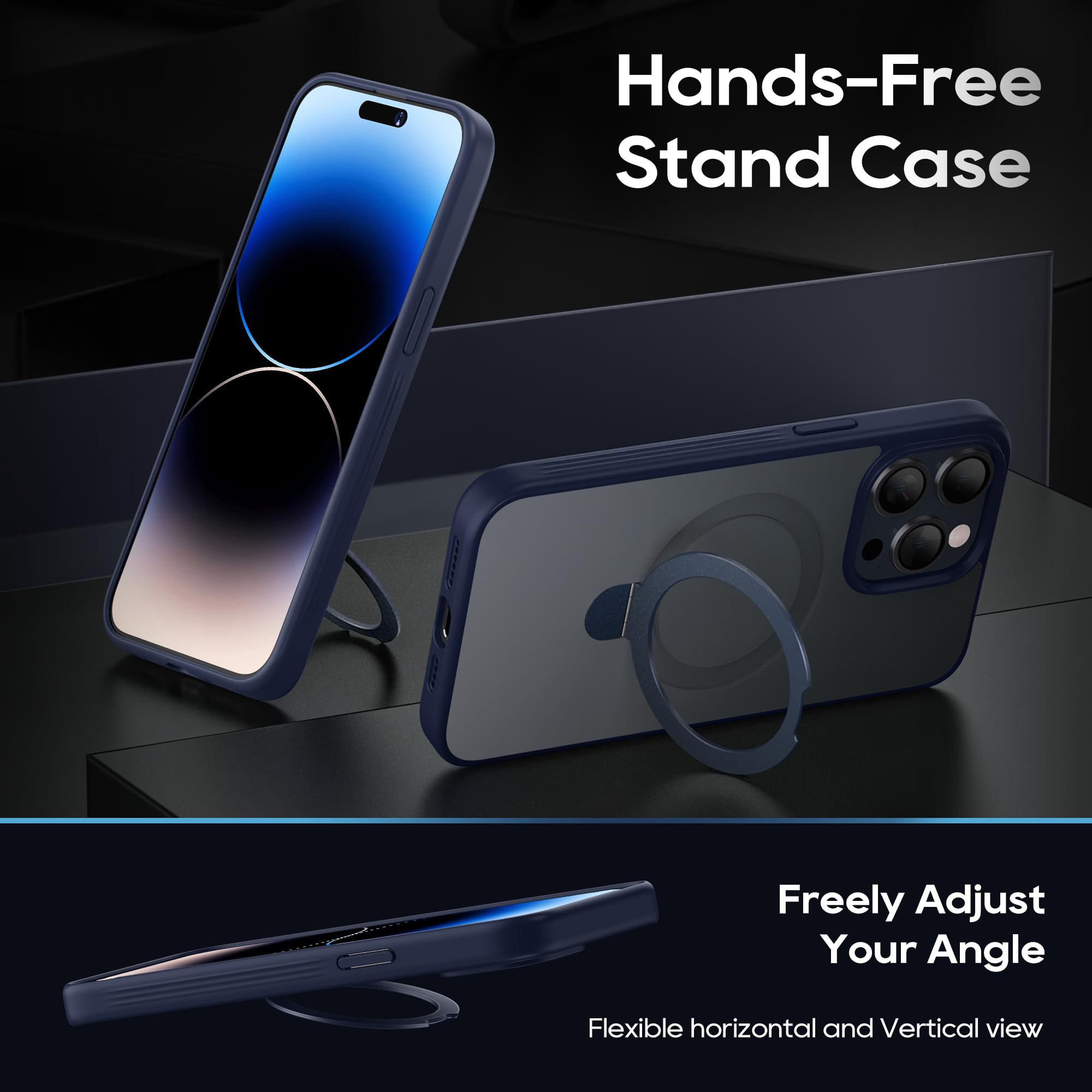 STARRYNOVA Hülle Für IPhone 15 – Mit Magnetring-Ständer, Militärischem Schutz, Mattschwarz & MagSafe-kompatibel