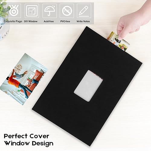 Miniatura 6 de Álbum de fotos de 4 x 6 pulgadas, 360 fotos con espacio de escritura, álbum de fotos de 4 x 6 pulgadas, cubierta de cuero con ventana frontal, álbum