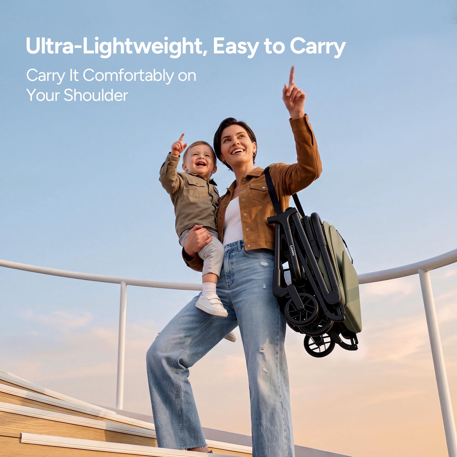 Neo Lightweight Travel Stroller with Snack Tray, Airplane-Friendly Compact Baby Stroller, One-Hand Fold Portable Stroller for Toddler 0-55lbs, Adjustable Recline Seat, UPF 50+ Canopy,Rain Cover - 3