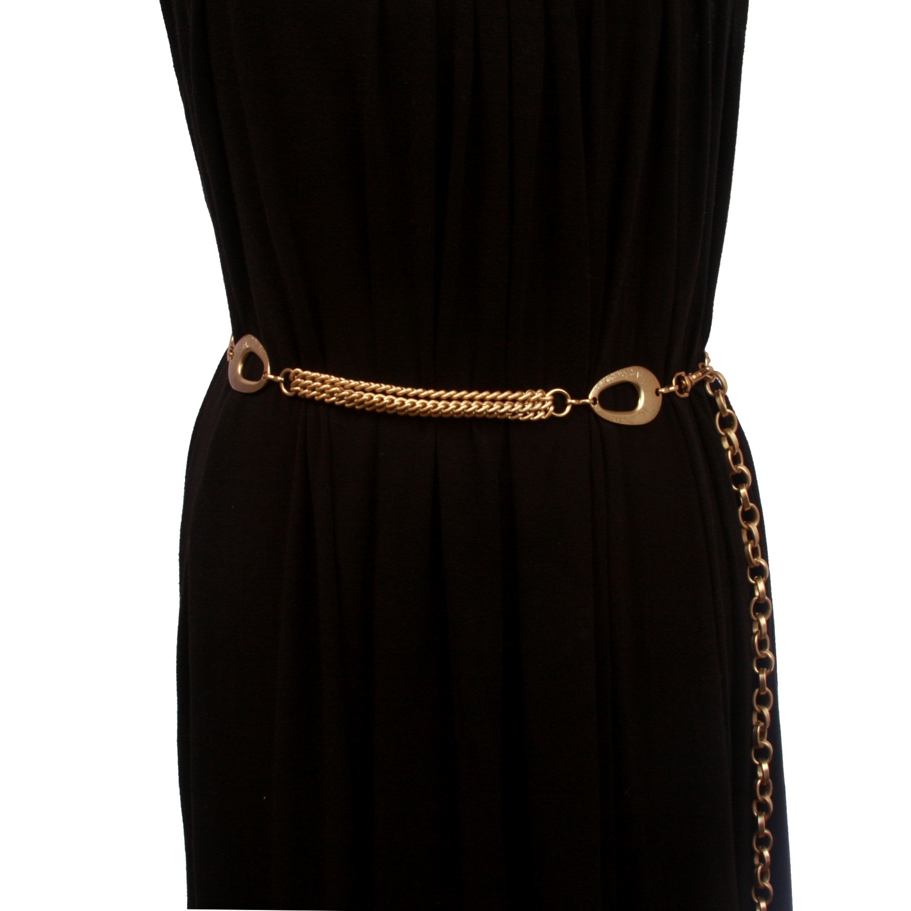 Women's Metal Oval Circle Chain Belt, Gold | One-size-fits-all