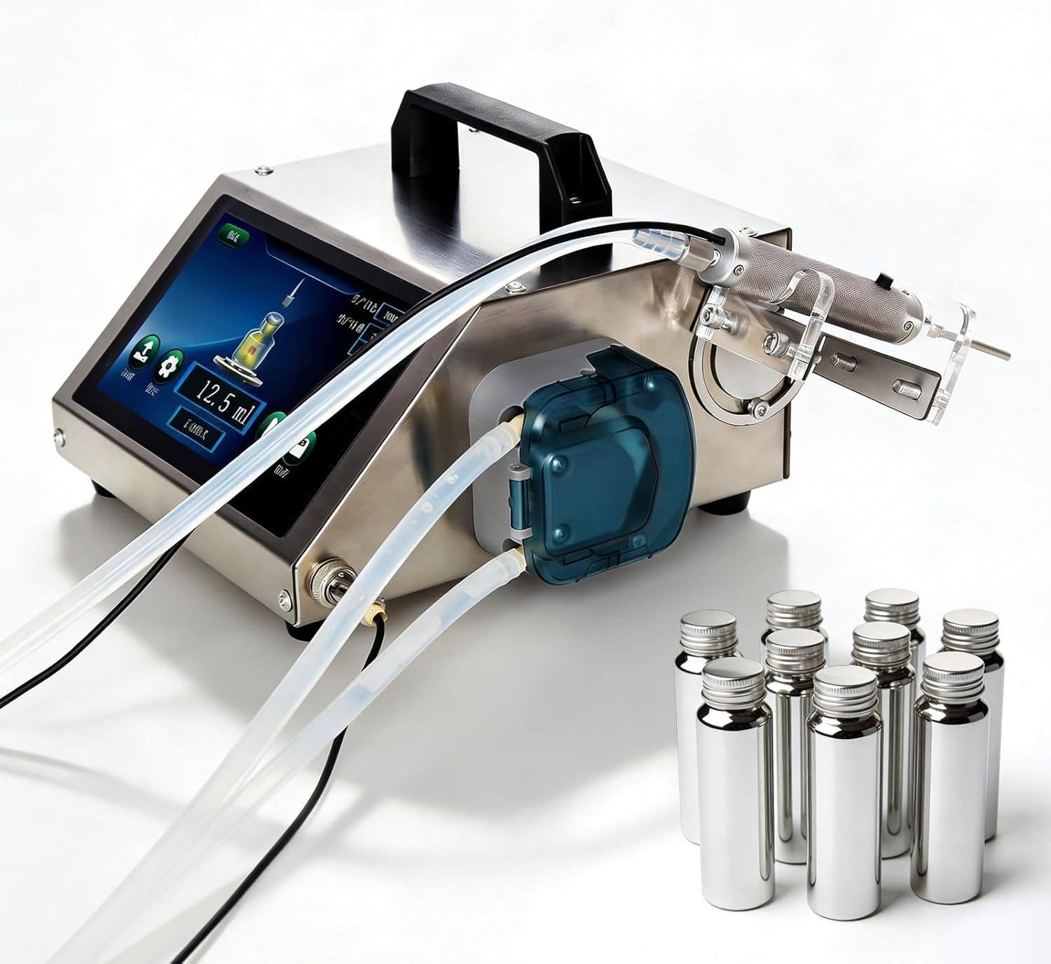 Liquid Filling Machine 1-100ml Small Bottle Filler Machine, Digital Control Equipped With Needle Nozzle, Built-In Peristaltic Pump 316 Stainless Steel Magnetic Pump, Perfume Corrosive Liquid 1370